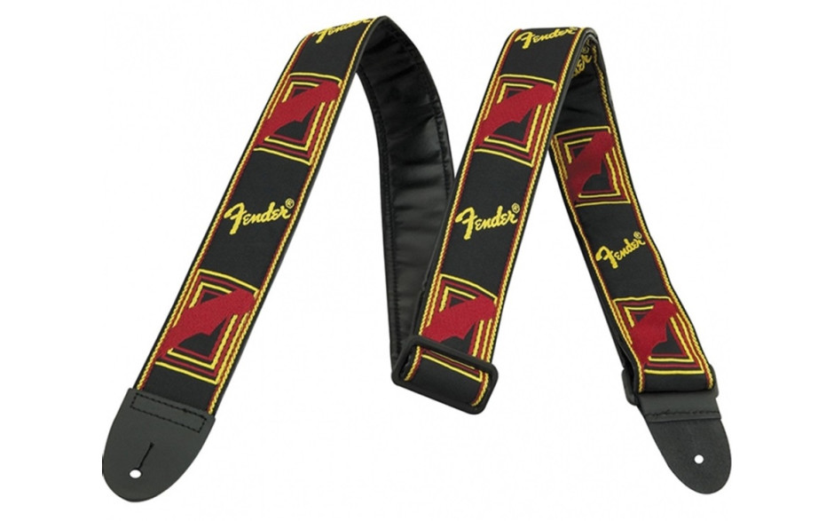 FENDER 2 MONOGRAMMED BLACK/YELLOW/RED STRAP
