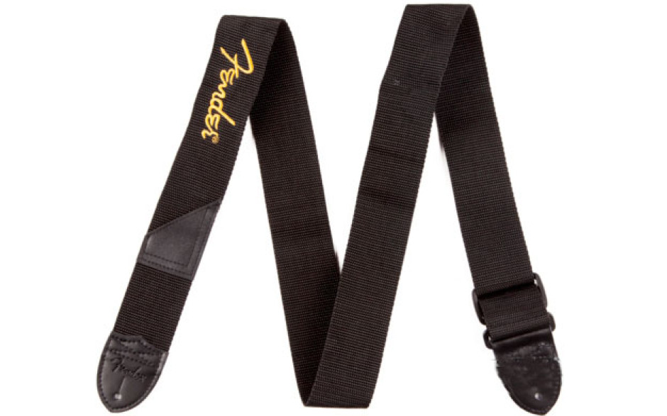 FENDER STRAP 2 BLACK YELLOW LOGO