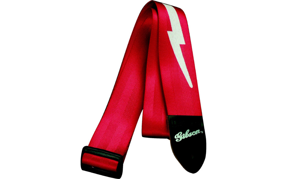 Gibson ASGSBL-20 LIGHTNING BOLT STYLE 2' SAFETY STRAP - FERRARI RED