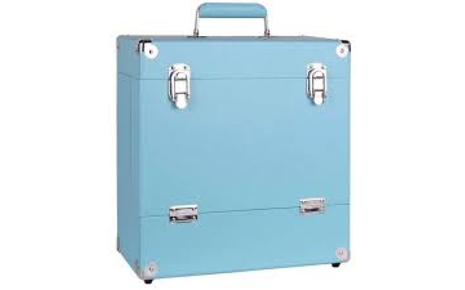 Retro Musique 12 Inch Wooden Vinyl Storage Case For 35 Lps - Turquiose Leather Style