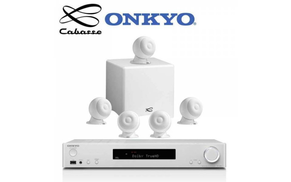 Onkyo TX-L50 White + set 5.1 Cabasse Eole 3 5.1 System WS Glossy White
