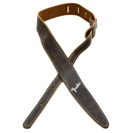 FENDER 2' DISTRESSED LEATHER STRAP BLACK