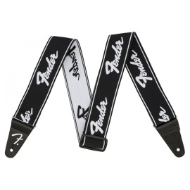 FENDER WEIGHLESS 2'' RUNNING LOGO STRAP BLACK/WHITE