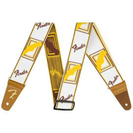 FENDER 2" WEIGHLESS MONOGRAMMED STRAP WHITE/BROWN/YELLOW