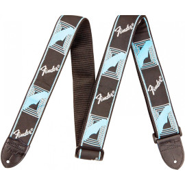 FENDER 2 MONOGRAMMED BLACK LIGHT GREY MEDIUM BLUE STRAP