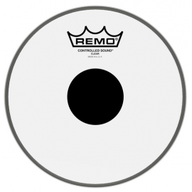 REMO Batter, CONTROLLED SOUND®, Clear, 8" Diameter, BLACK DOT™ On Top