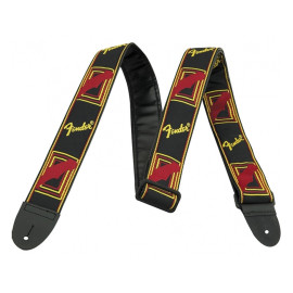 FENDER 2 MONOGRAMMED BLACK/YELLOW/RED STRAP