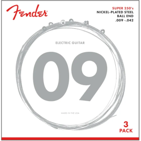 FENDER SUPER 250L NICKEL-PLATED STEEL GUITAR STRINGS - 3 PACK