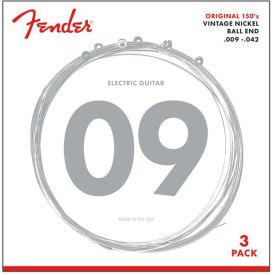 FENDER ORIGINAL 150'S 009-.042 PURE NICKEL GUITAR STRINGS - 3 PACK