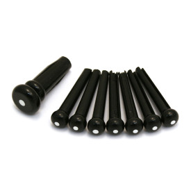 FENDER BRIDGE PIN SET BLACK WITH WHITE DOT