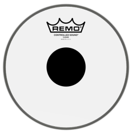 REMO Batter, CONTROLLED SOUND®, Clear, 8" Diameter, BLACK DOT™ On Top