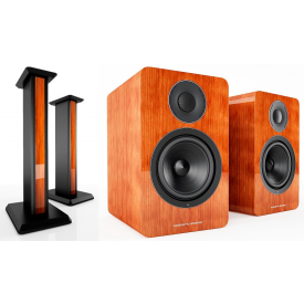 Acoustic Energy AE 1 Active & Stand piano cherry veneer