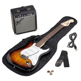 SQUIER by FENDER STRATOCASTER PACK LR BROWN SUNBURST GIG BAG 10G - 230V EU