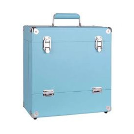 Retro Musique 12 Inch Wooden Vinyl Storage Case For 35 Lps - Turquiose Leather Style
