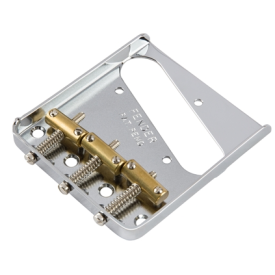 FENDER 3-SADDLE AMERICAN VINTAGE TELECASTER BRIDGE ASSEMBLY WITH BRASS SADDLES CHROME