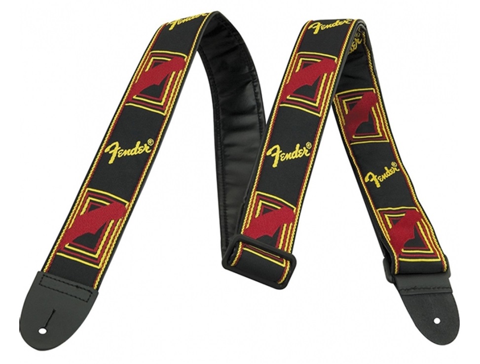 FENDER 2 MONOGRAMMED BLACK/YELLOW/RED STRAP