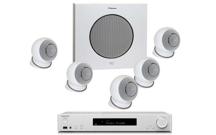 Onkyo TX-L50 White + set 5.1 Cabasse Eole 4 5.1 System WS Glossy White